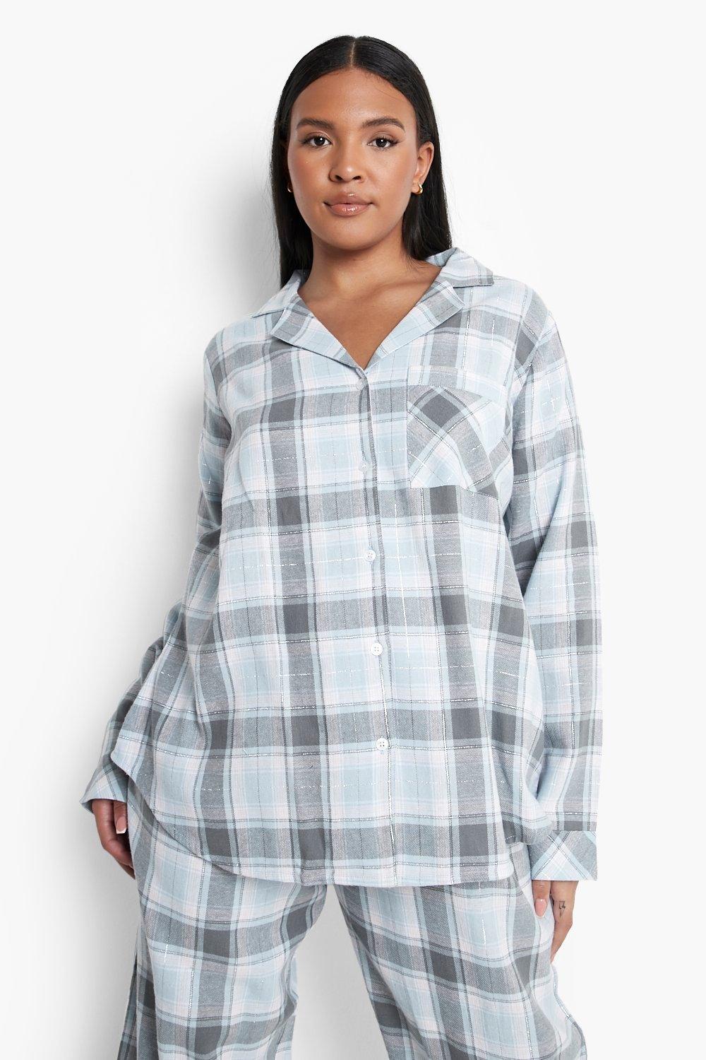 Plus Shimmer Flannel Pajama Set boohoo CA