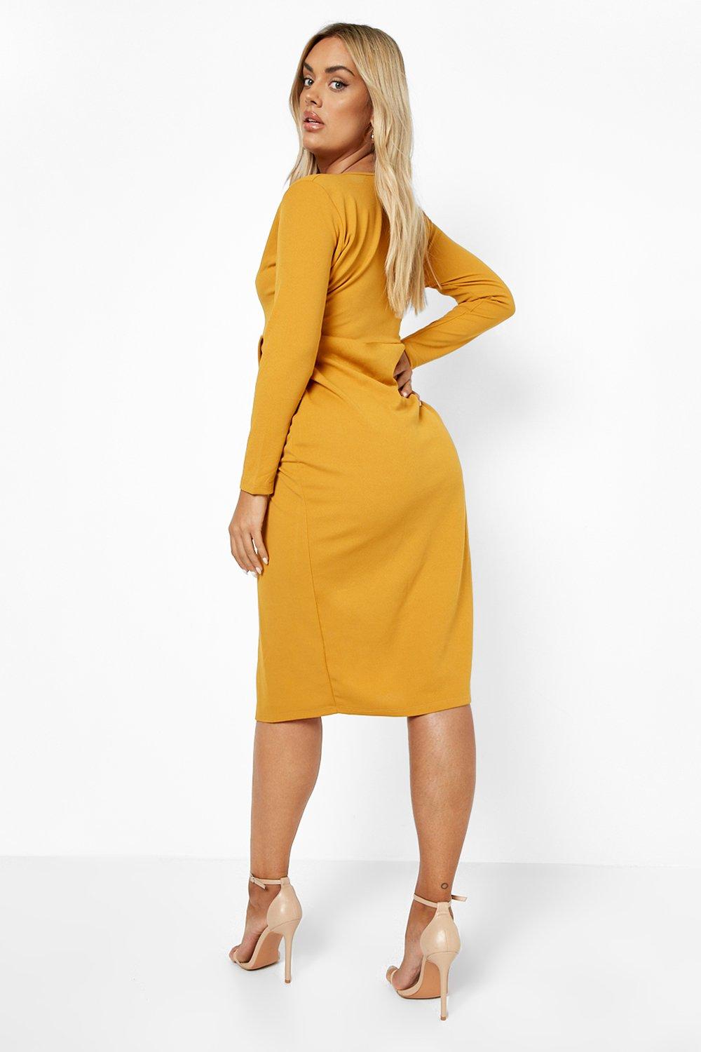 Midi dress mustard hotsell