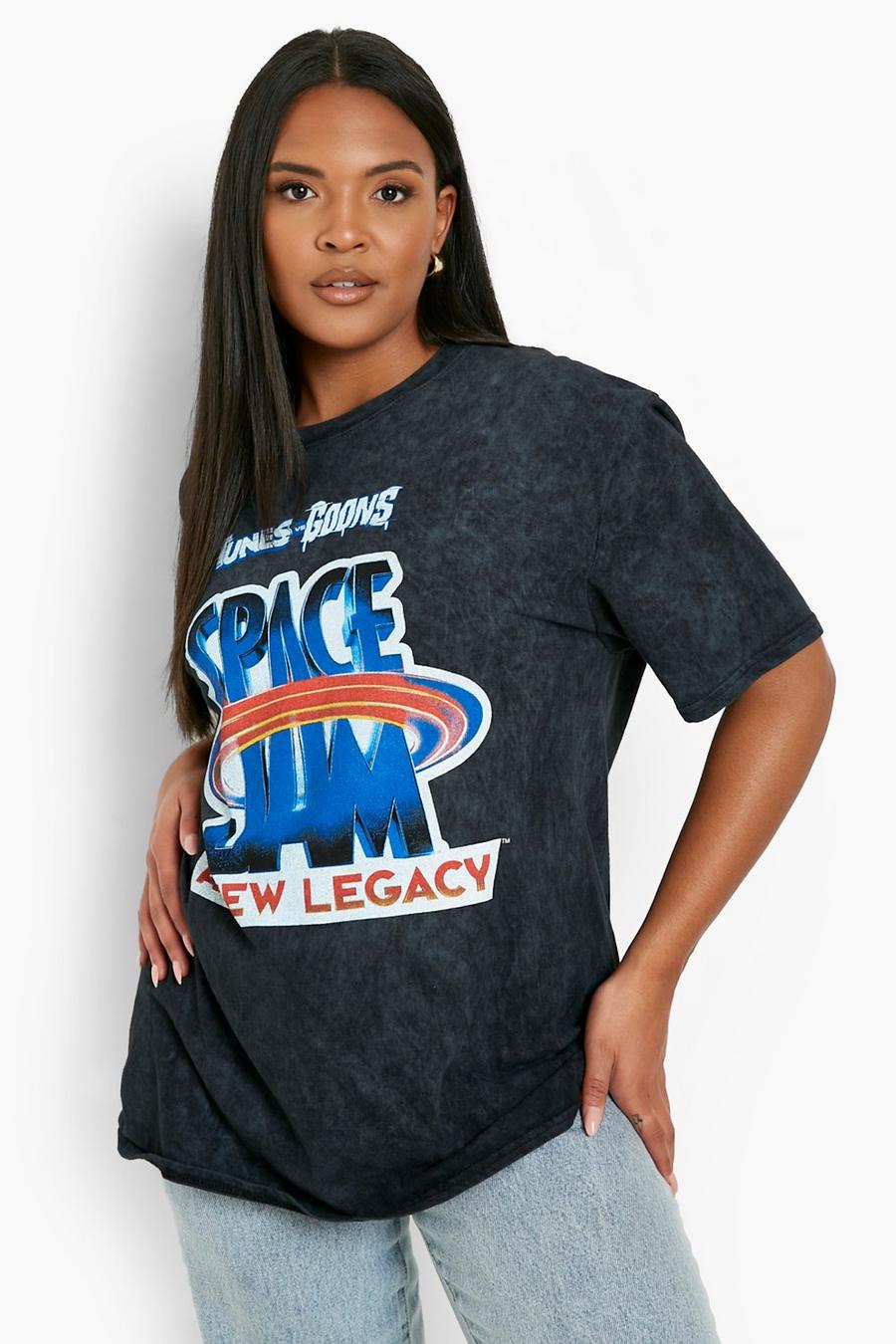 T-shirt Plus Size in lavaggio acido ufficiale Space Jam, Charcoal image number 1