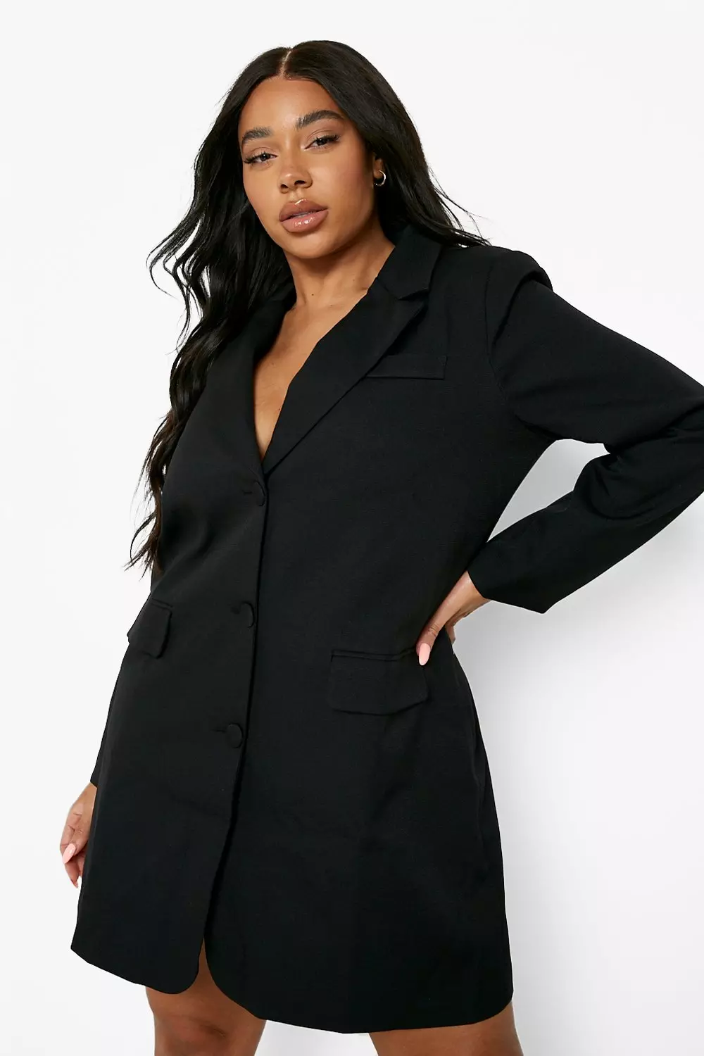 Tall Black Oversized Blazer Dress