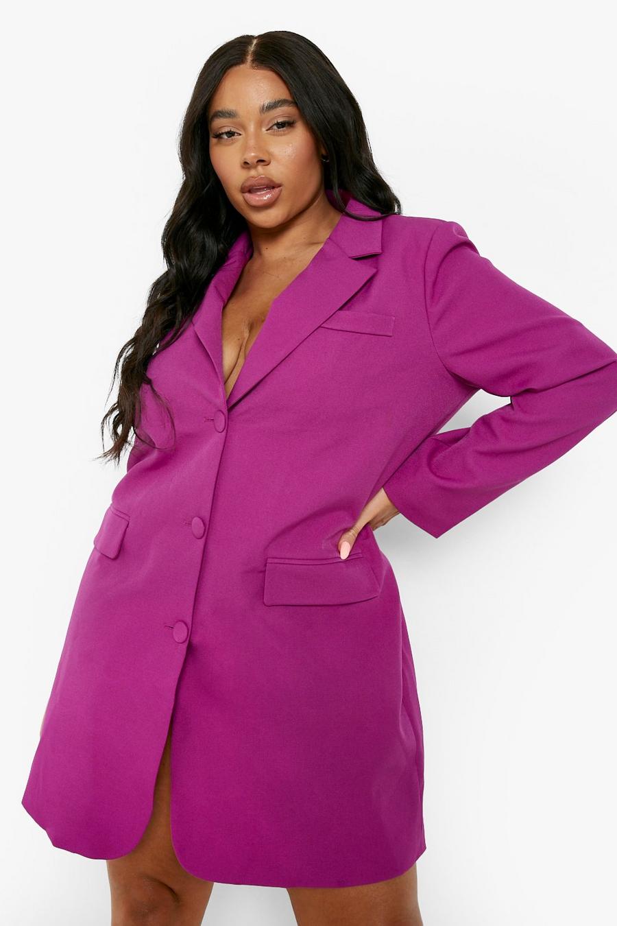 Jewel purple Plus Oversized Blazer Dress image number 1