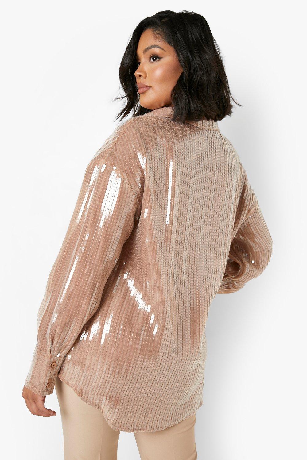 pink sequin shirt boohoo