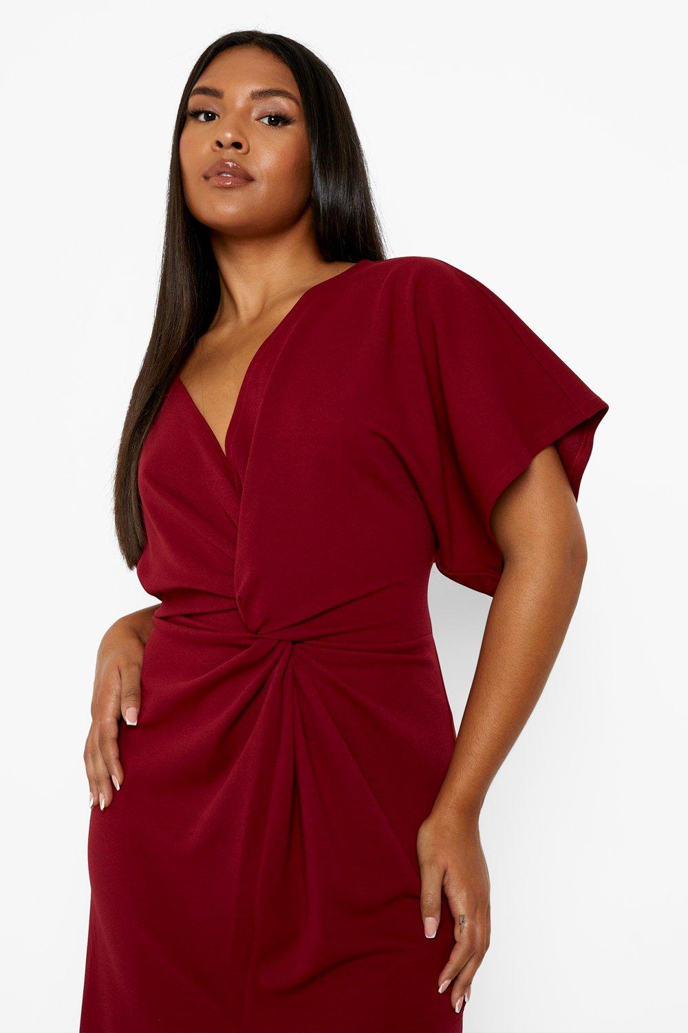 Plus Twist Front Split Midi Dress