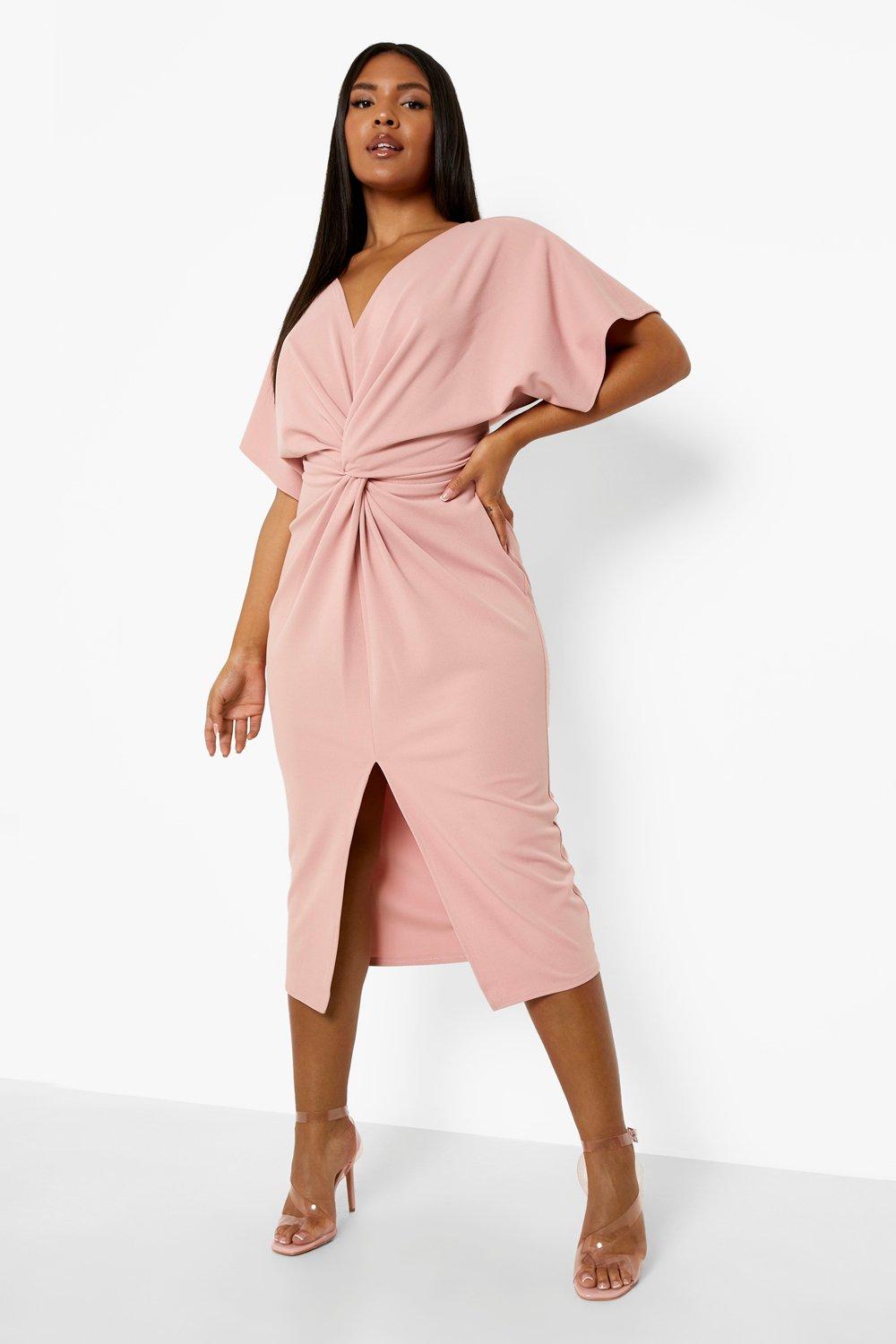 Plus Twist Front Split Midi Dress