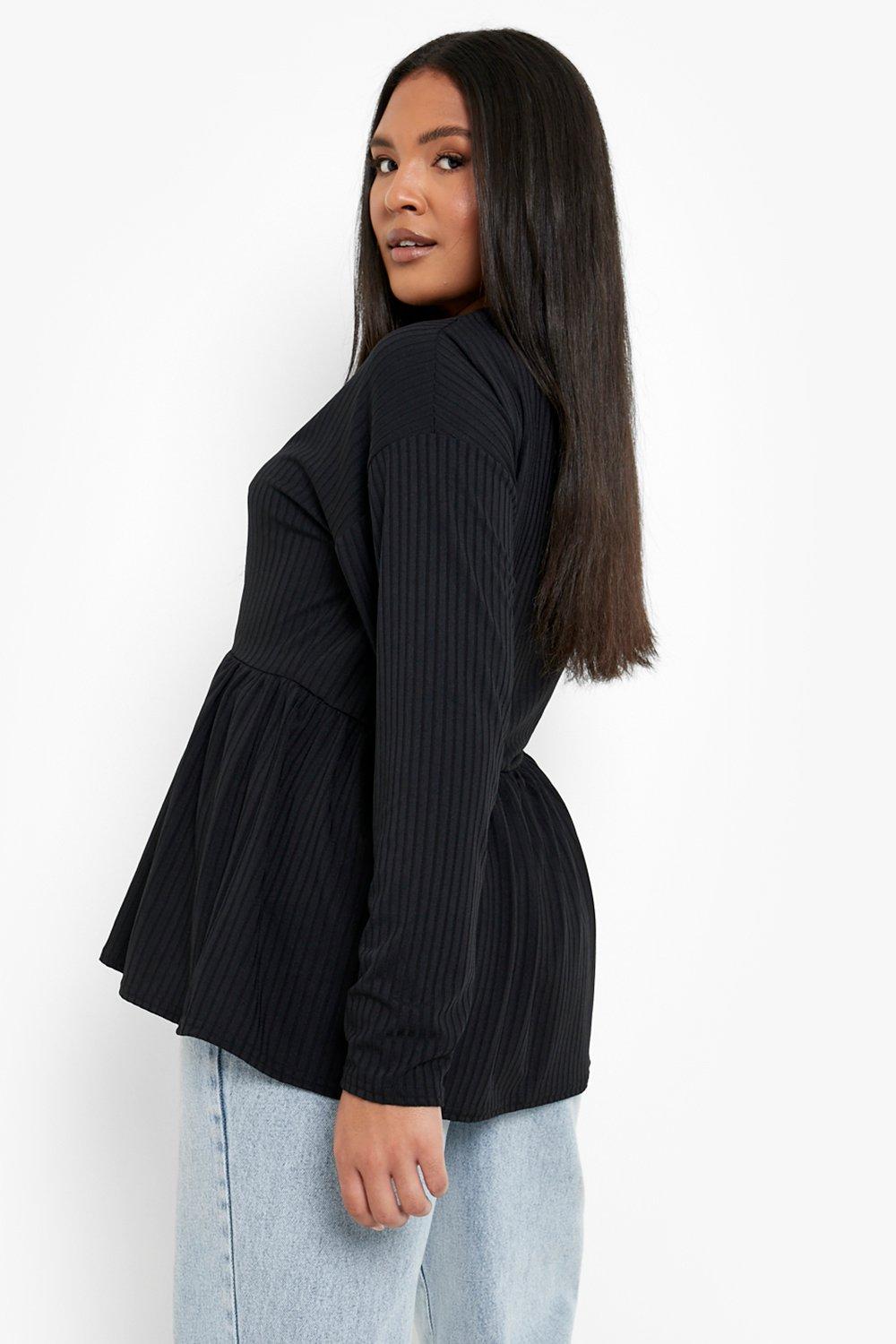 Boohoo peplum top clearance with bell sleeve