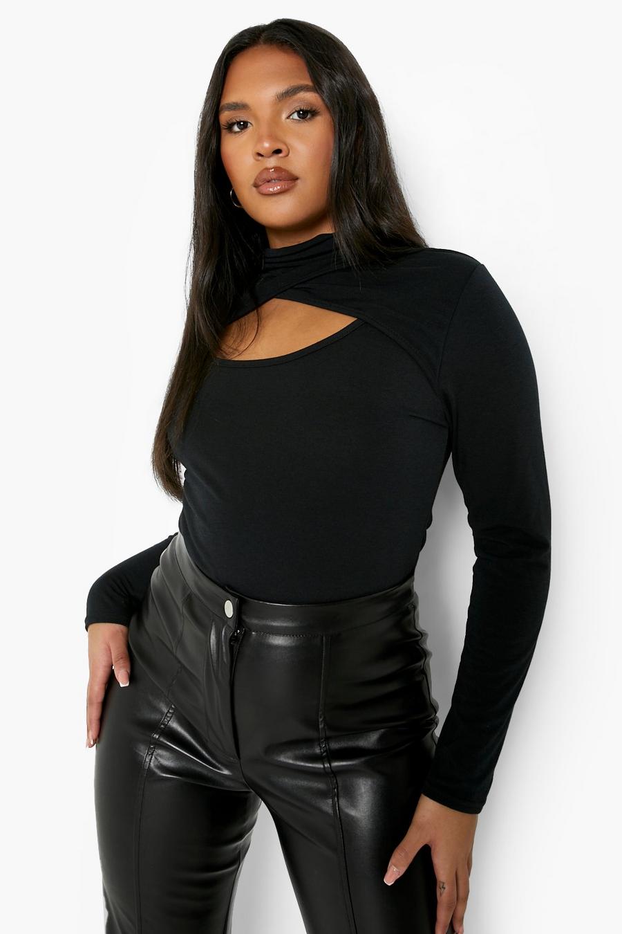 Black Plus Cut Out Long Sleeve Top image number 1