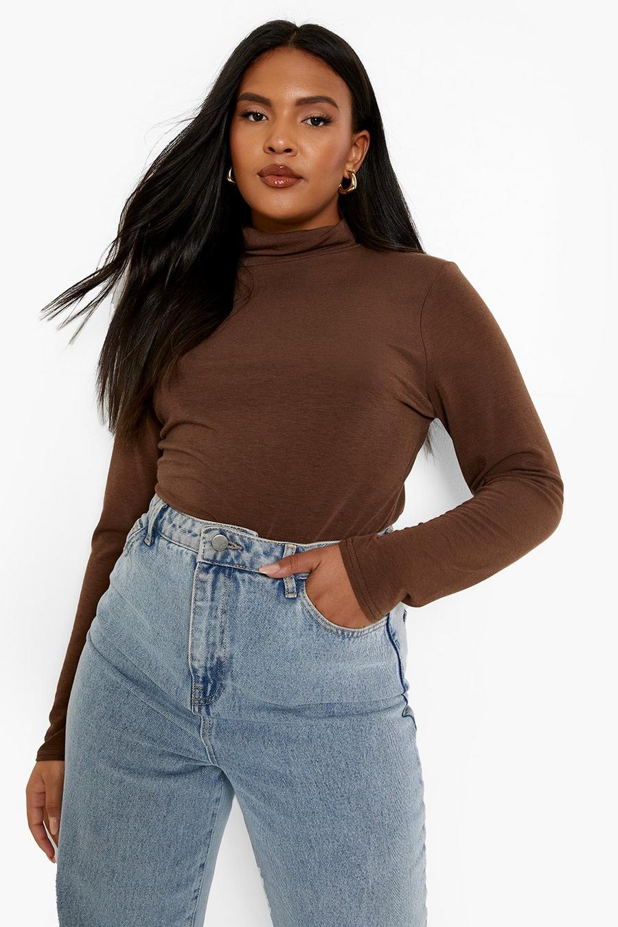 Chocolate Plus Roll Neck Long Sleeve Top image number 1