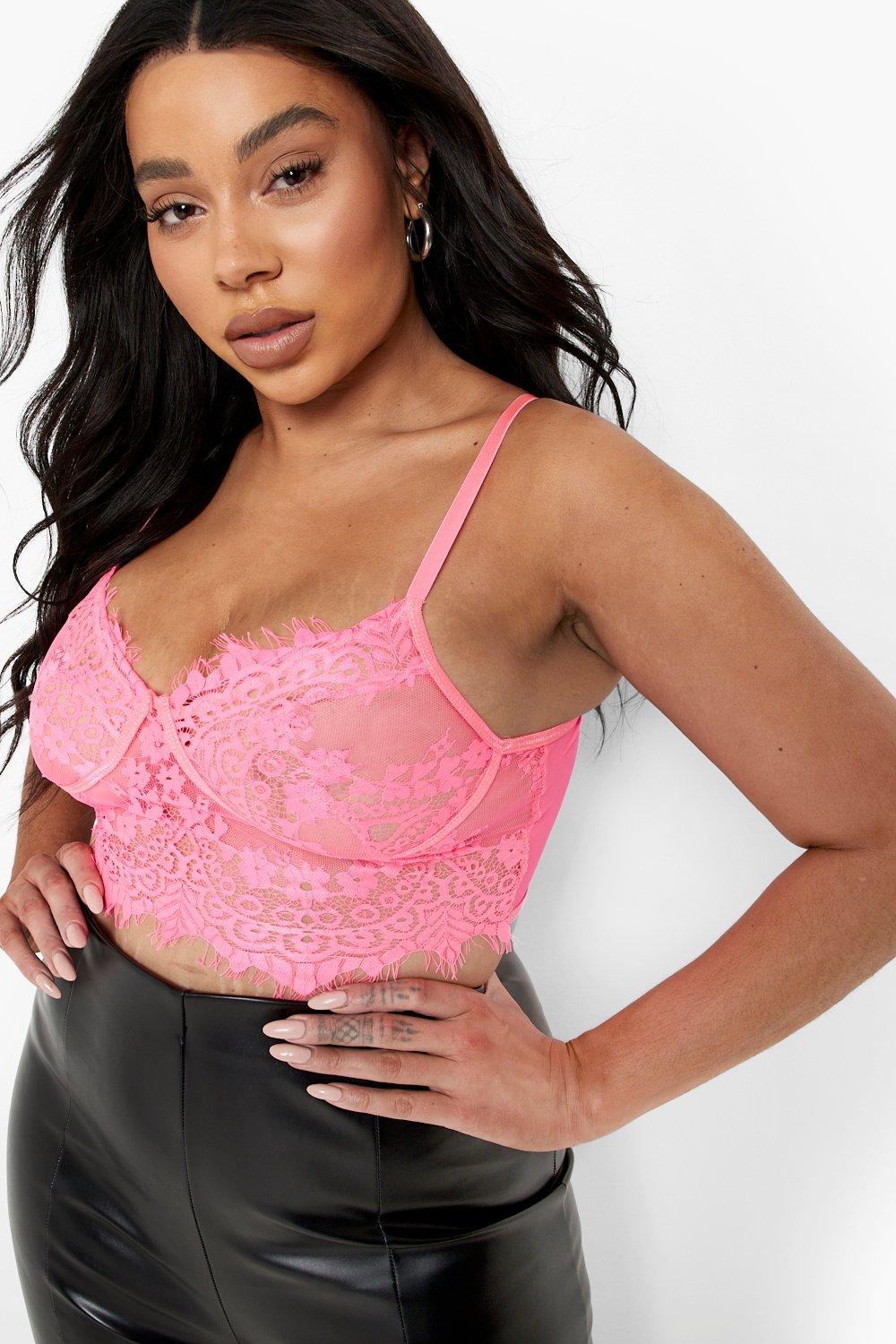 Neon lace store bralette top