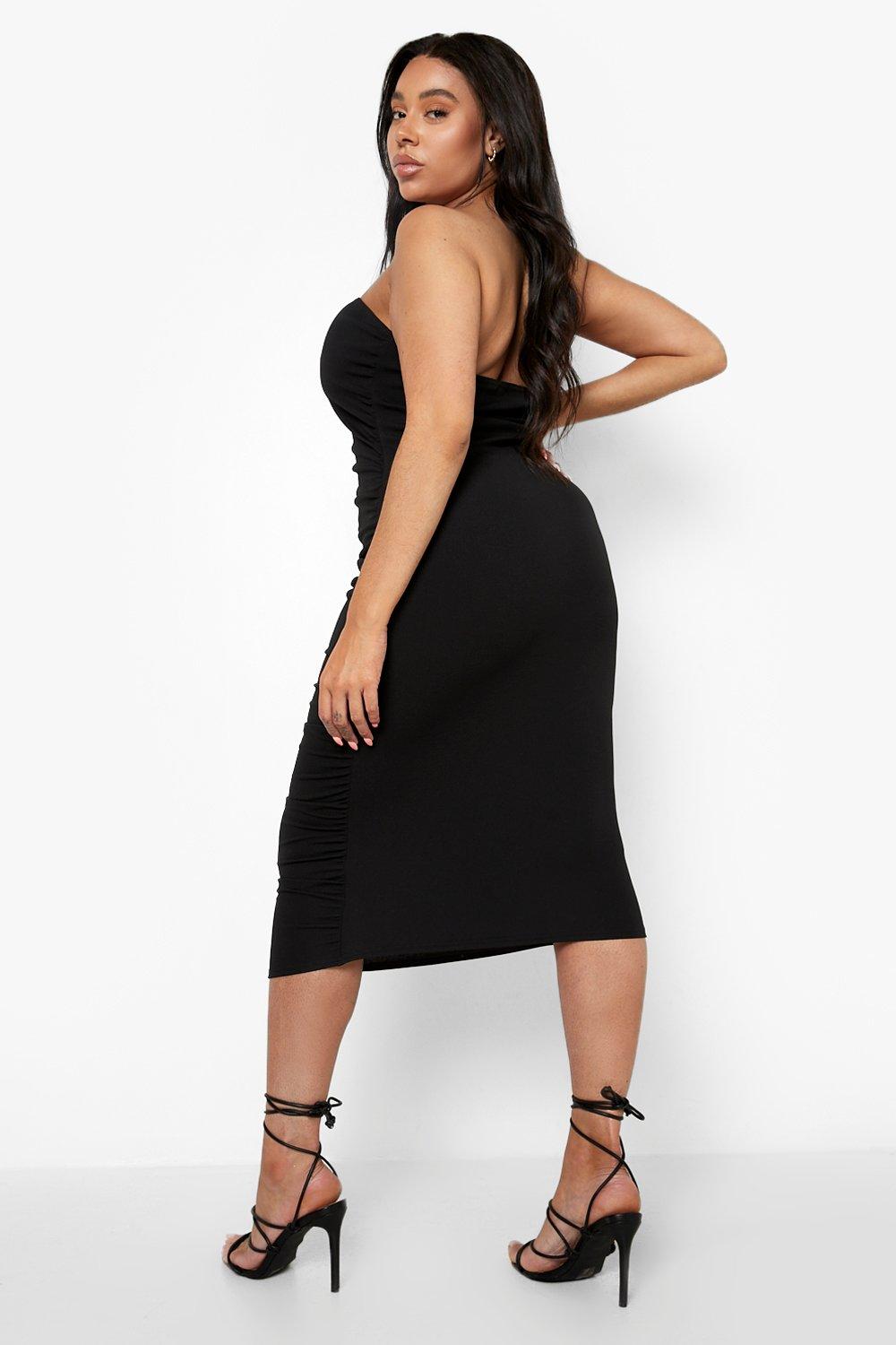 Ruched bandeau best sale midi dress