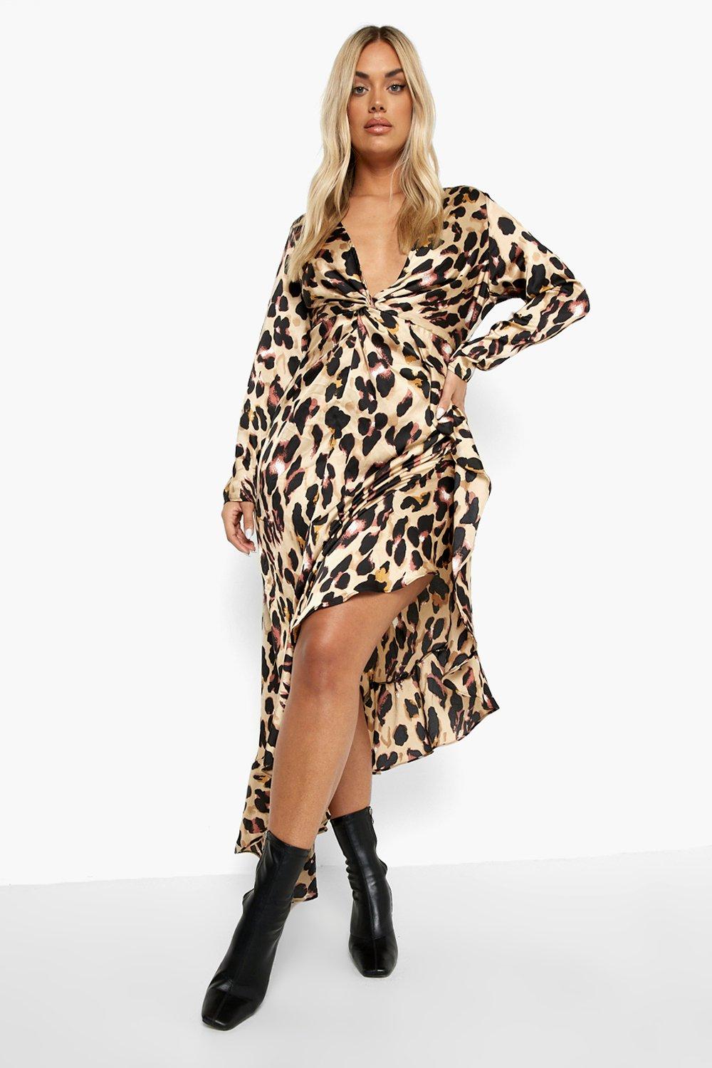 Asymmetric leopard 2025 print dress