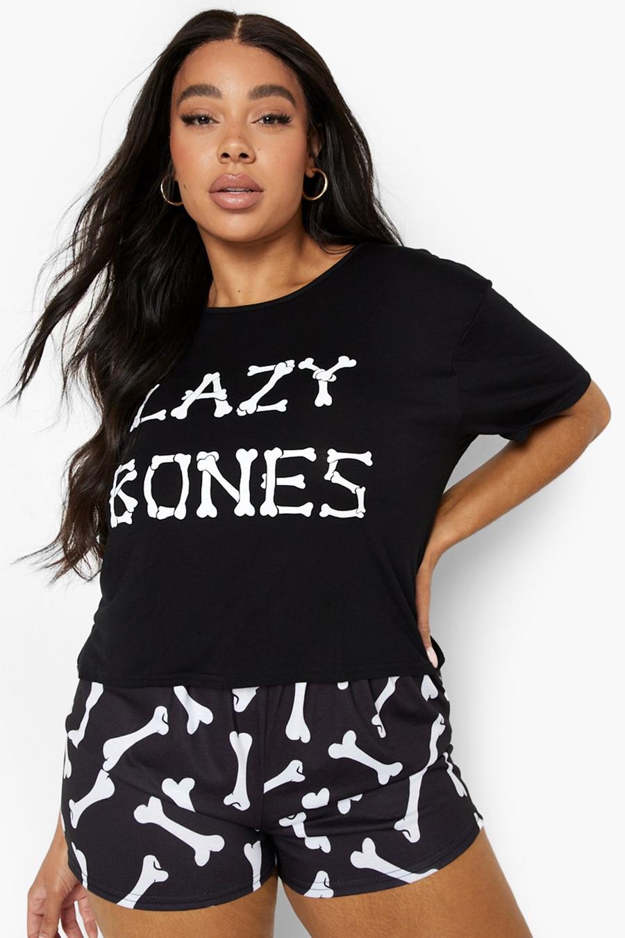 Black Plus - Halloween Lazy Bones Pyjamas med shorts image number 1