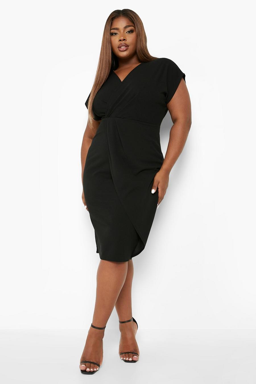 Black Plus Midiklänning i omlottmodell image number 1