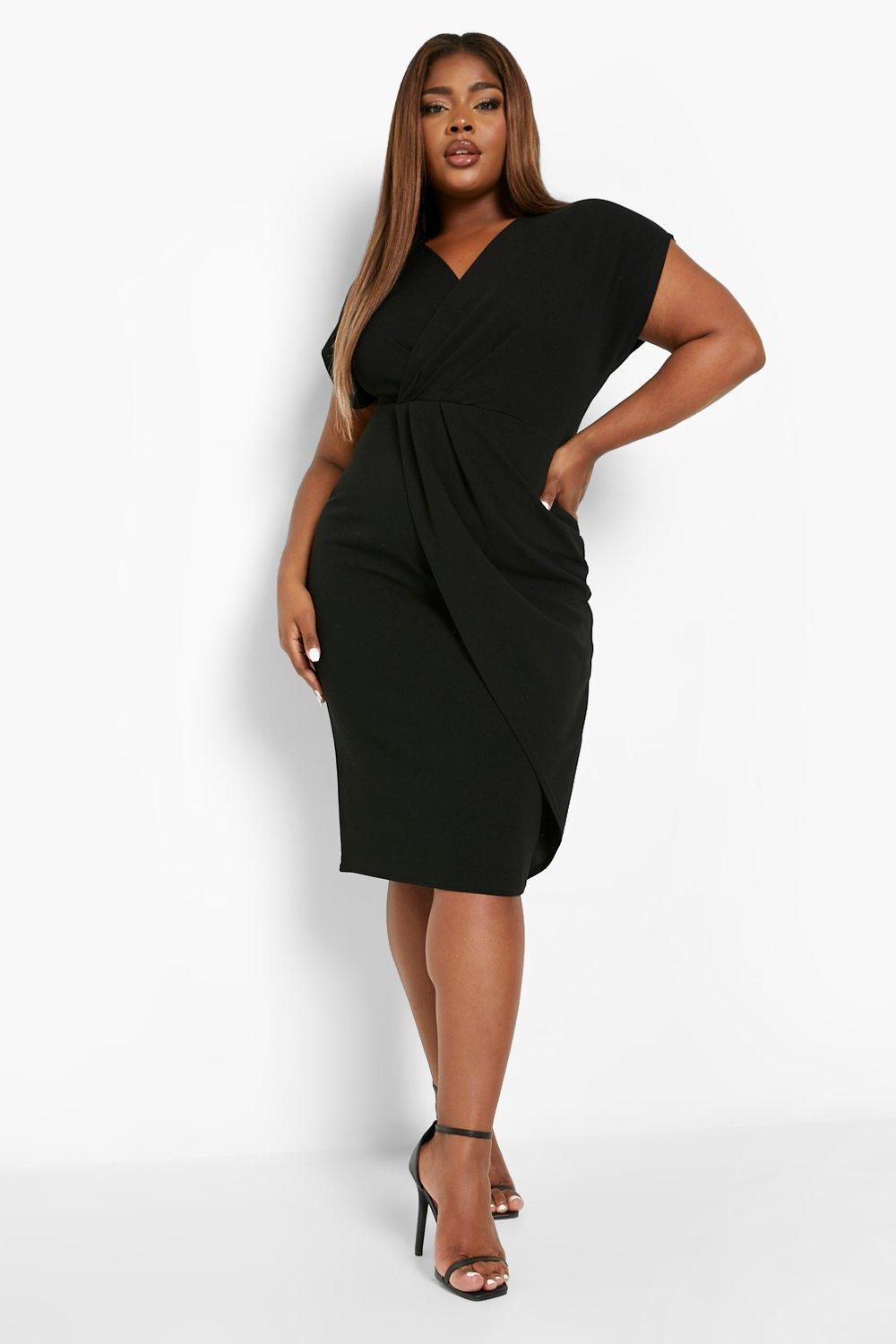 Boohoo black wrap on sale dress