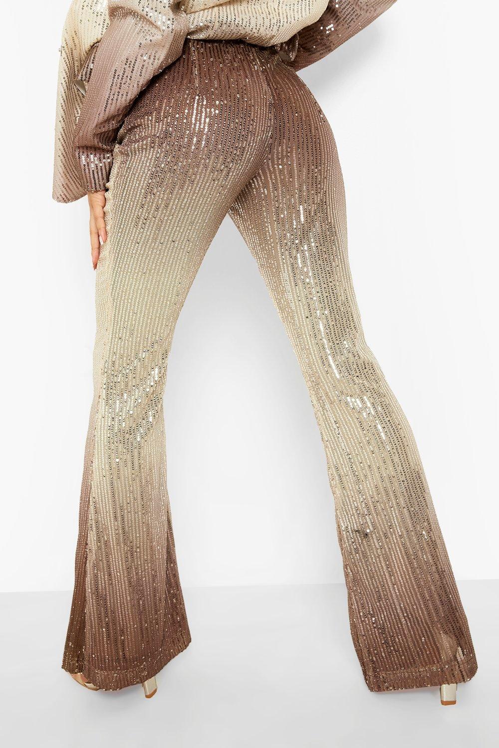 Women's Petite Ombre Sequin Flare Trouser