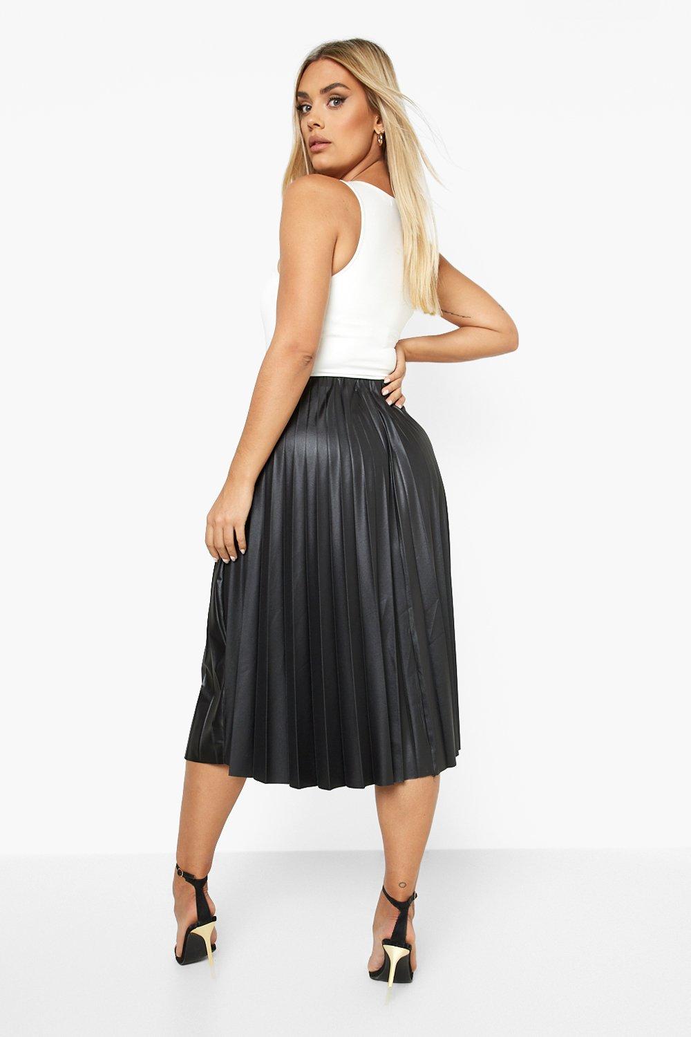 Boohoo pleated best sale midi skirt