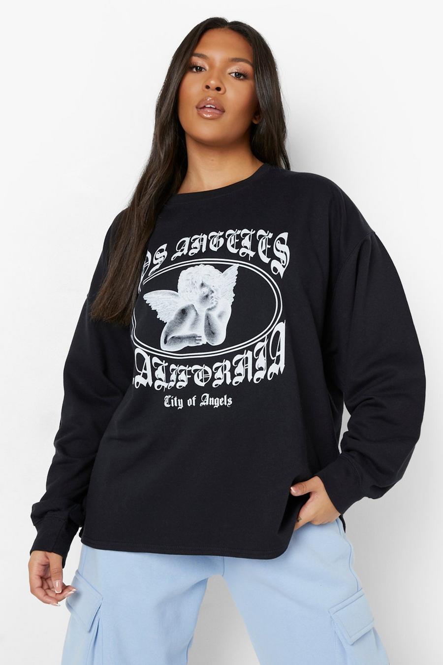 Plus Sweatshirt mit LA-Print, Black image number 1