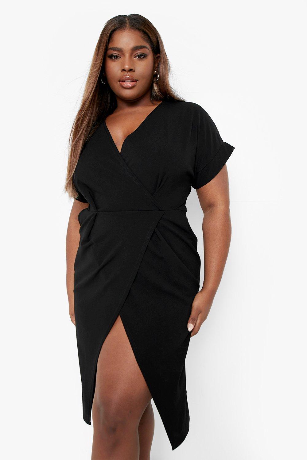 Boohoo black midi clearance dress