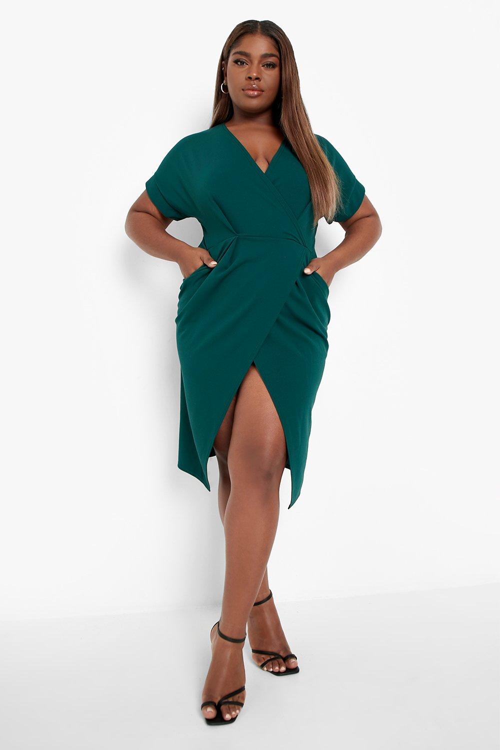 Women's Plus Wrap Midi Dress | Boohoo UK