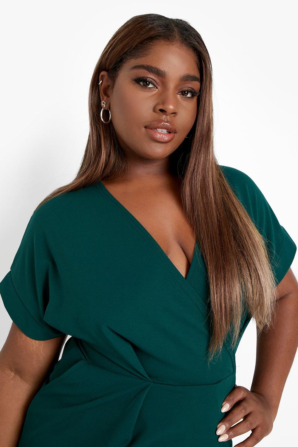 Green wrap 2024 midi dress