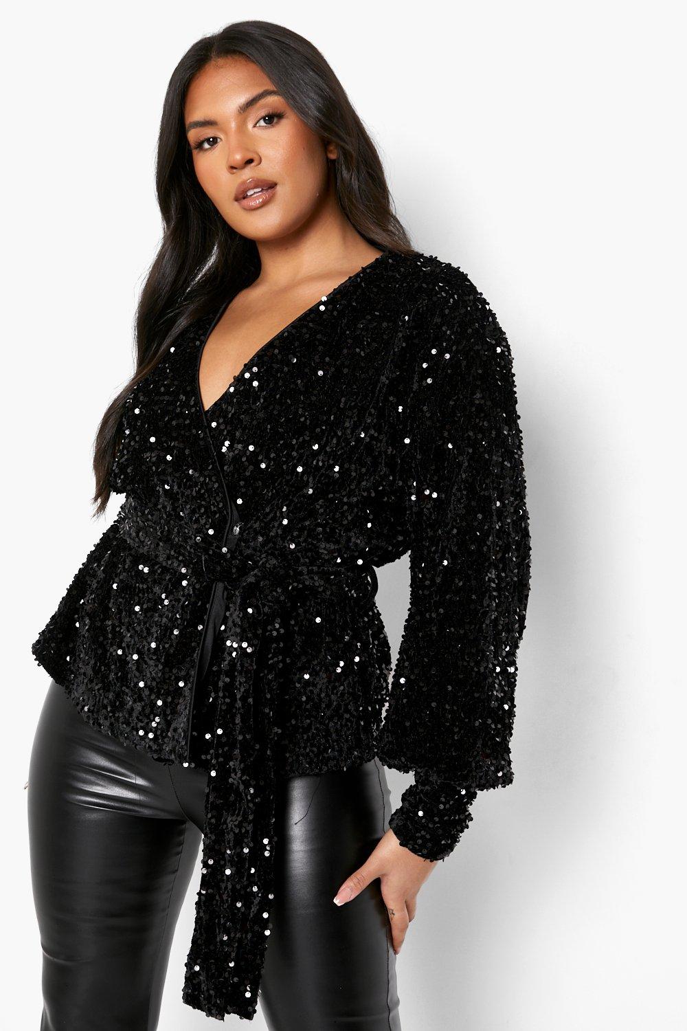 Final Sale Plus Size Strapless Sequin Top with Velvet Back in Black -  ShopperBoard