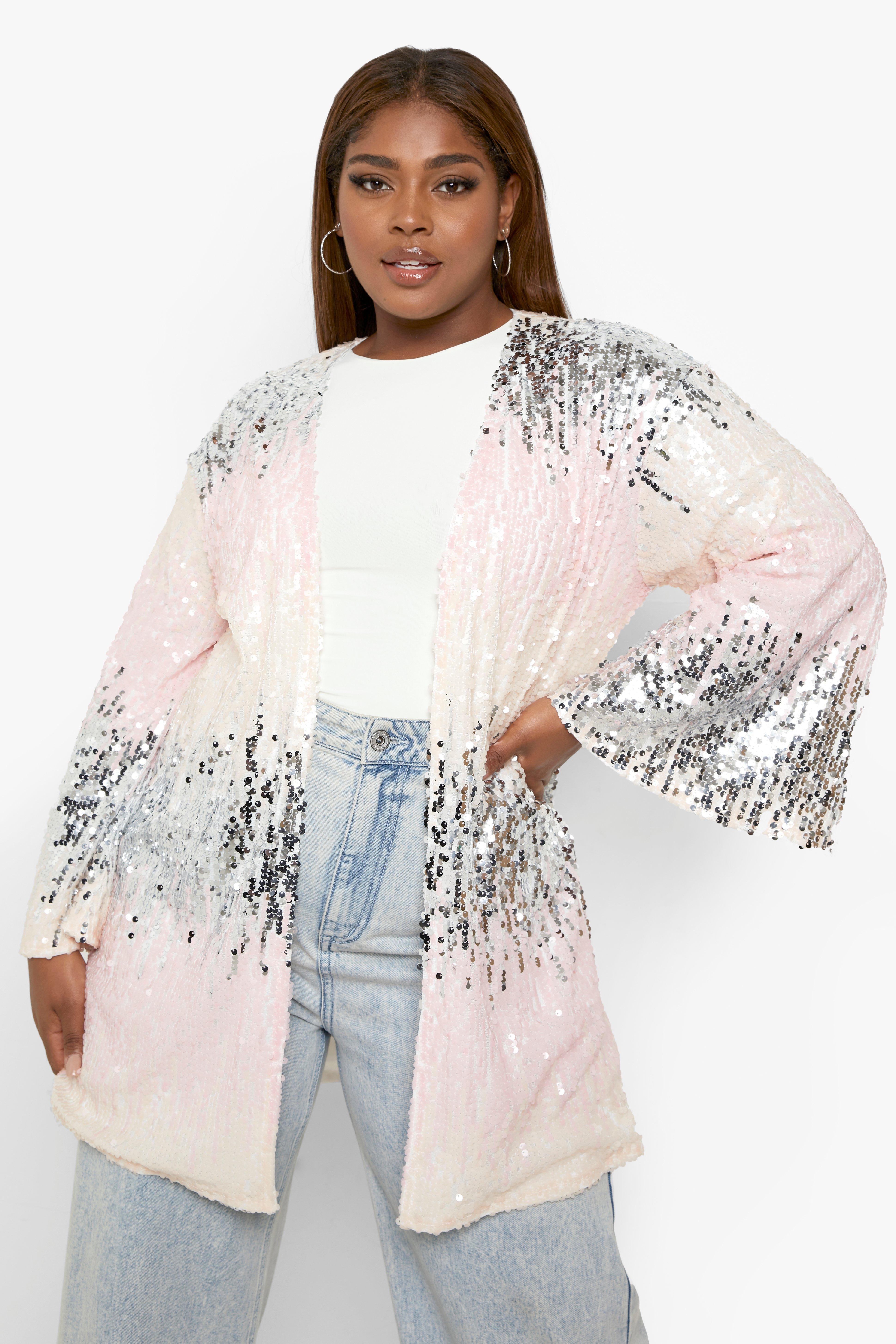 Plus size hotsell sequin kimono jacket