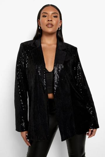 Black Plus Sequin Blazer