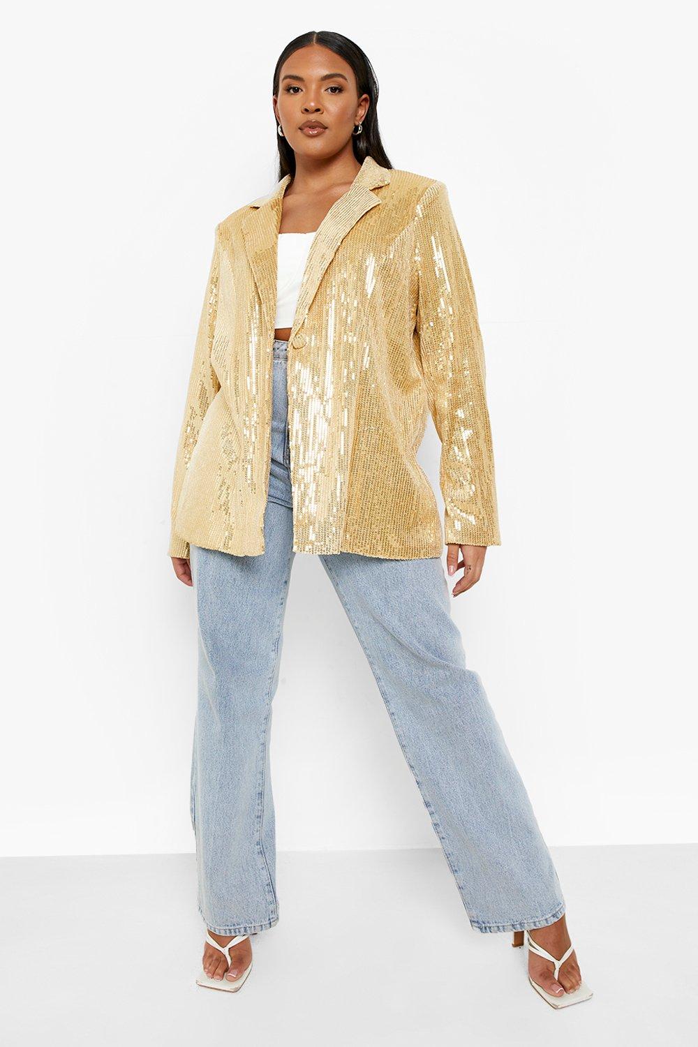 Women s Plus Sequin Blazer Boohoo UK