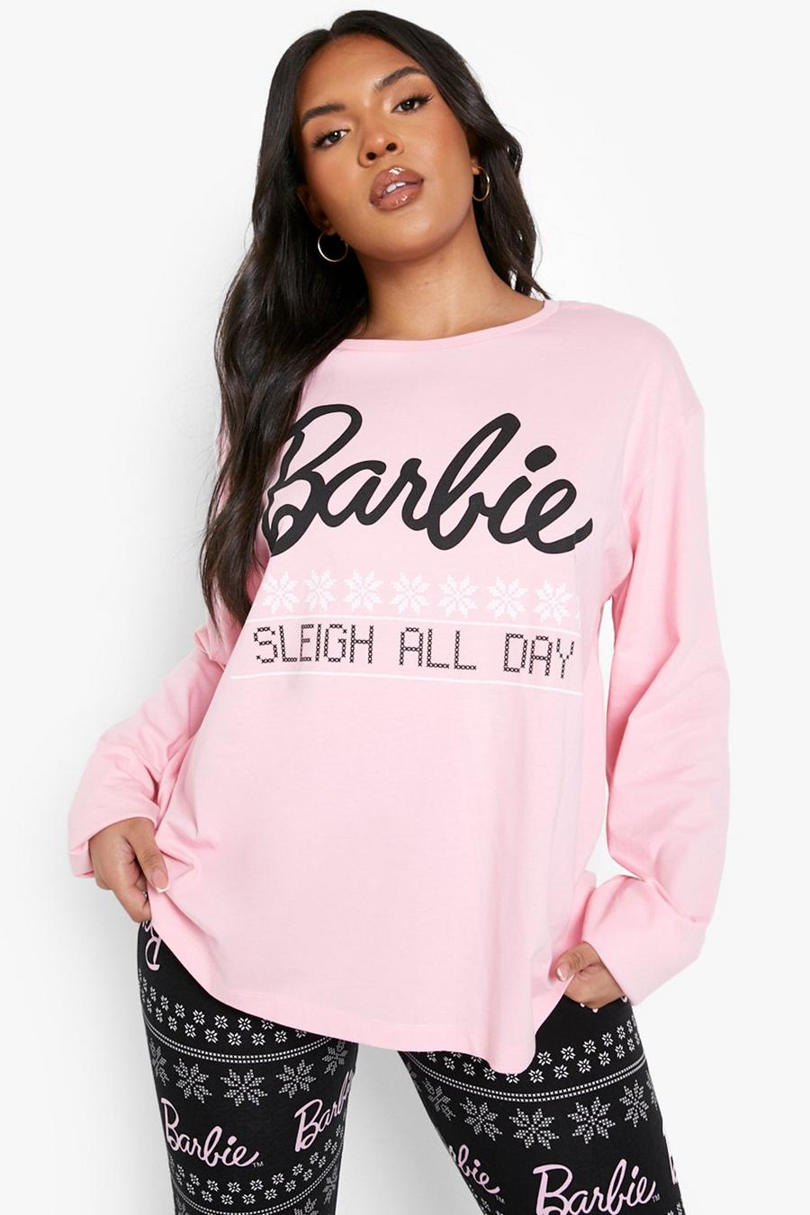 Black Plus Barbie Sleigh All Day Long Sleeve Pj Set image number 1