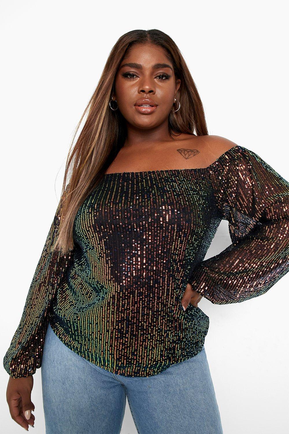 Plus size 2025 glitter top