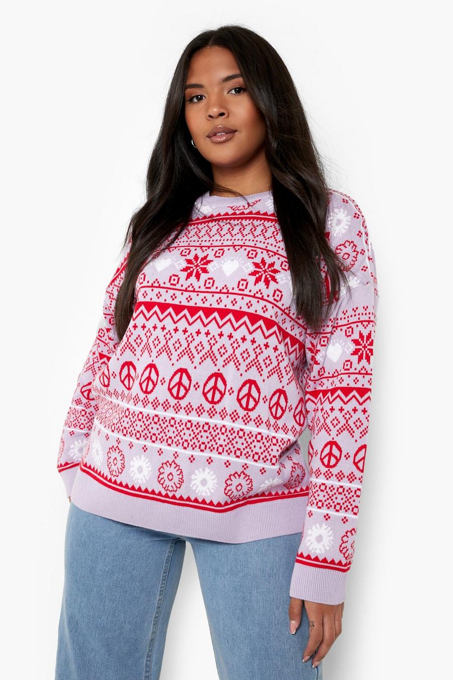 Lilac Plus Fairisle Christmas Sweater image number 1