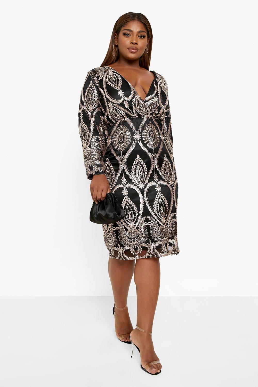 Boohoo black 2024 dress plus size