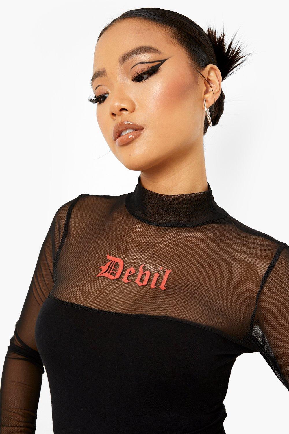 Petite - Body à col montant et slogan Devil - Halloween
