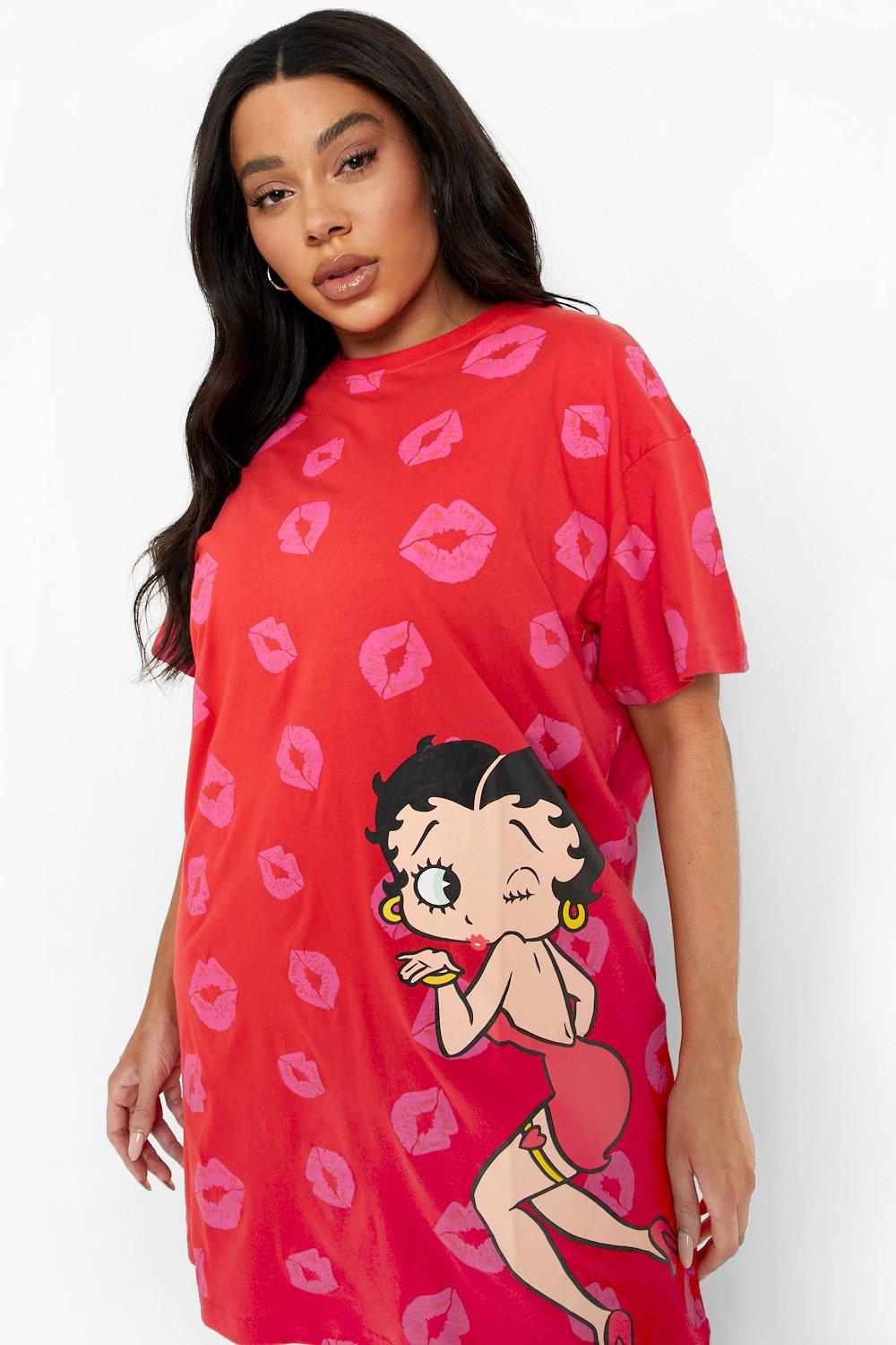 Women s Plus Betty Boop License Sleep Tee Boohoo UK