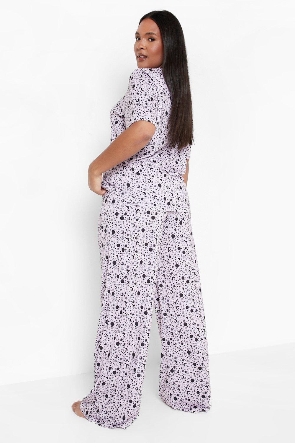 Plus Star And Moon Pajama Set boohoo