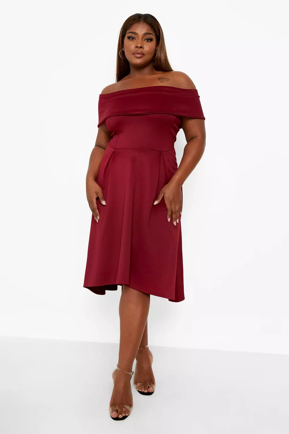 Plus double shop layer midi dress