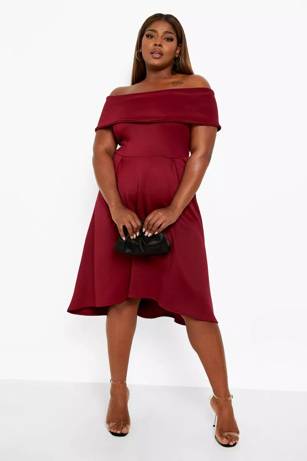 Boohoo double layer midi sale dress