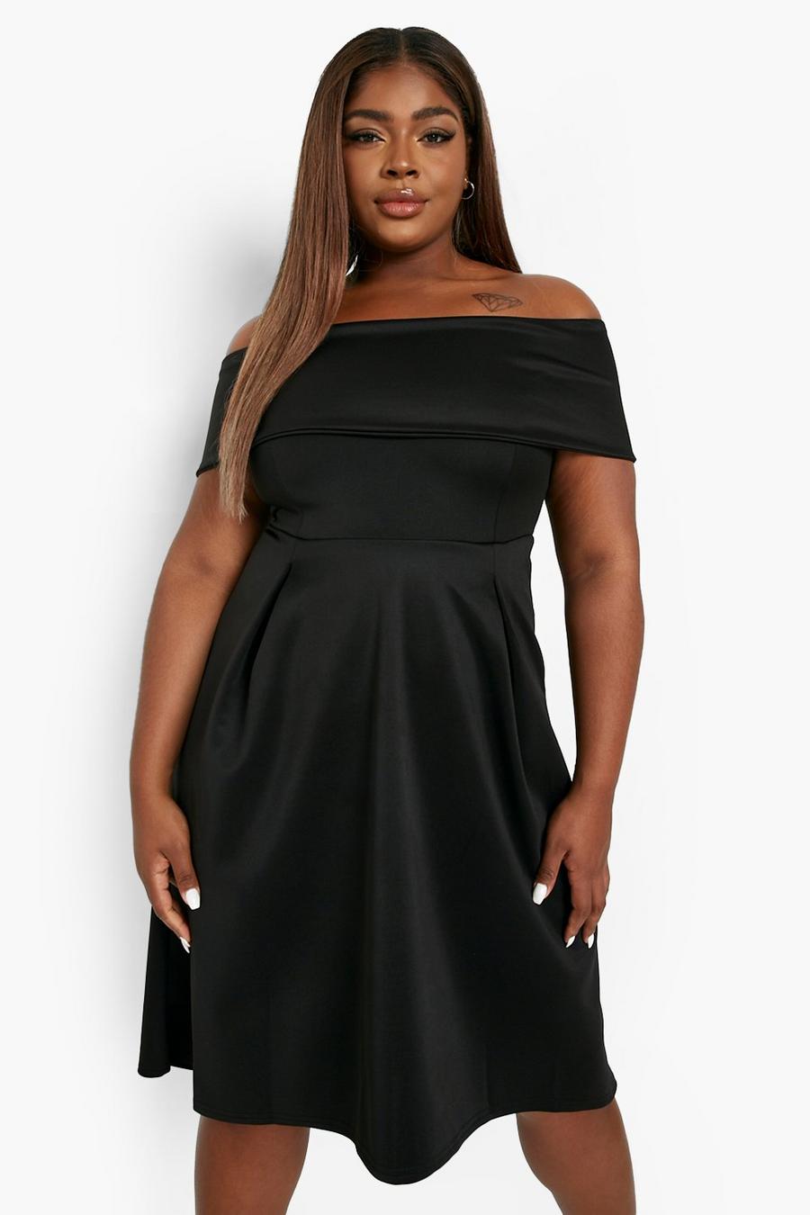 Black Plus Double Layer Midi Dress image number 1