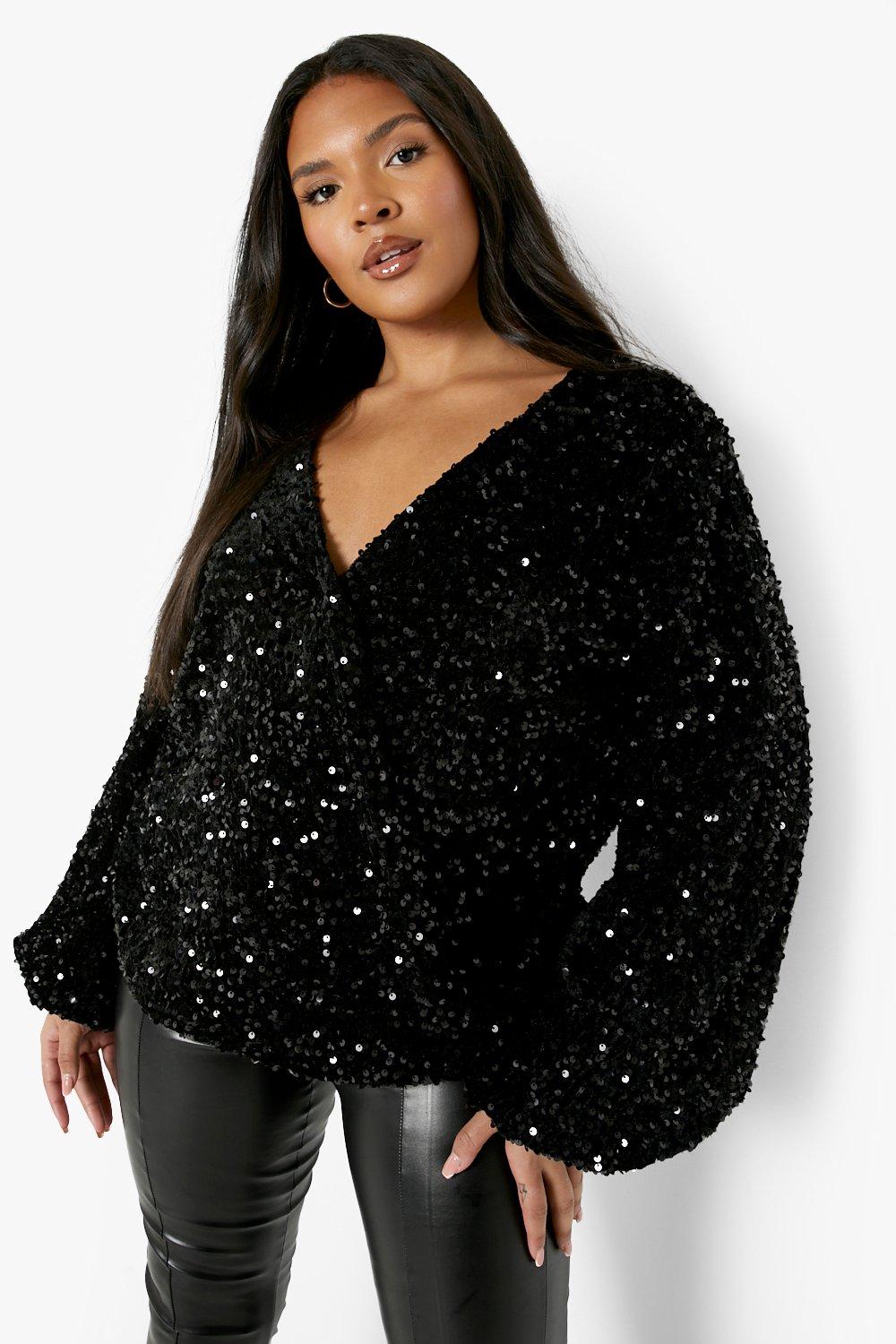 Black sparkle store top womens