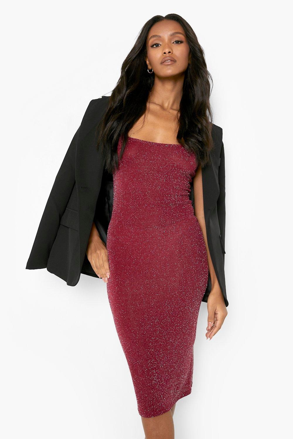 Glitter square sales neck dress