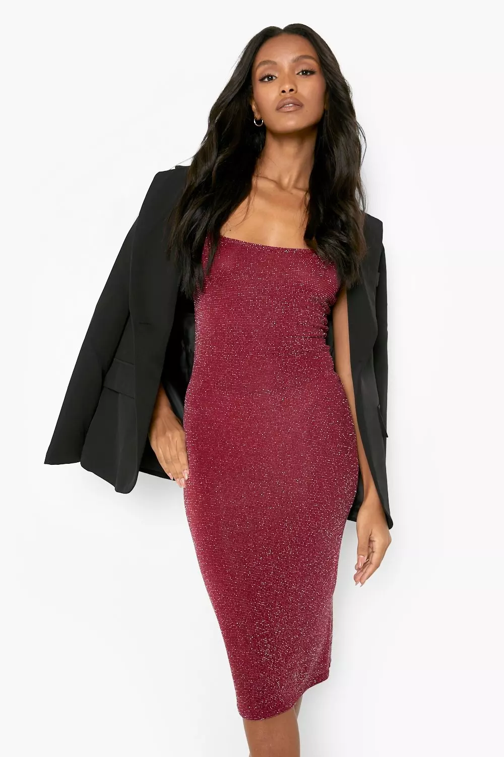 Pink glitter midi dress best sale