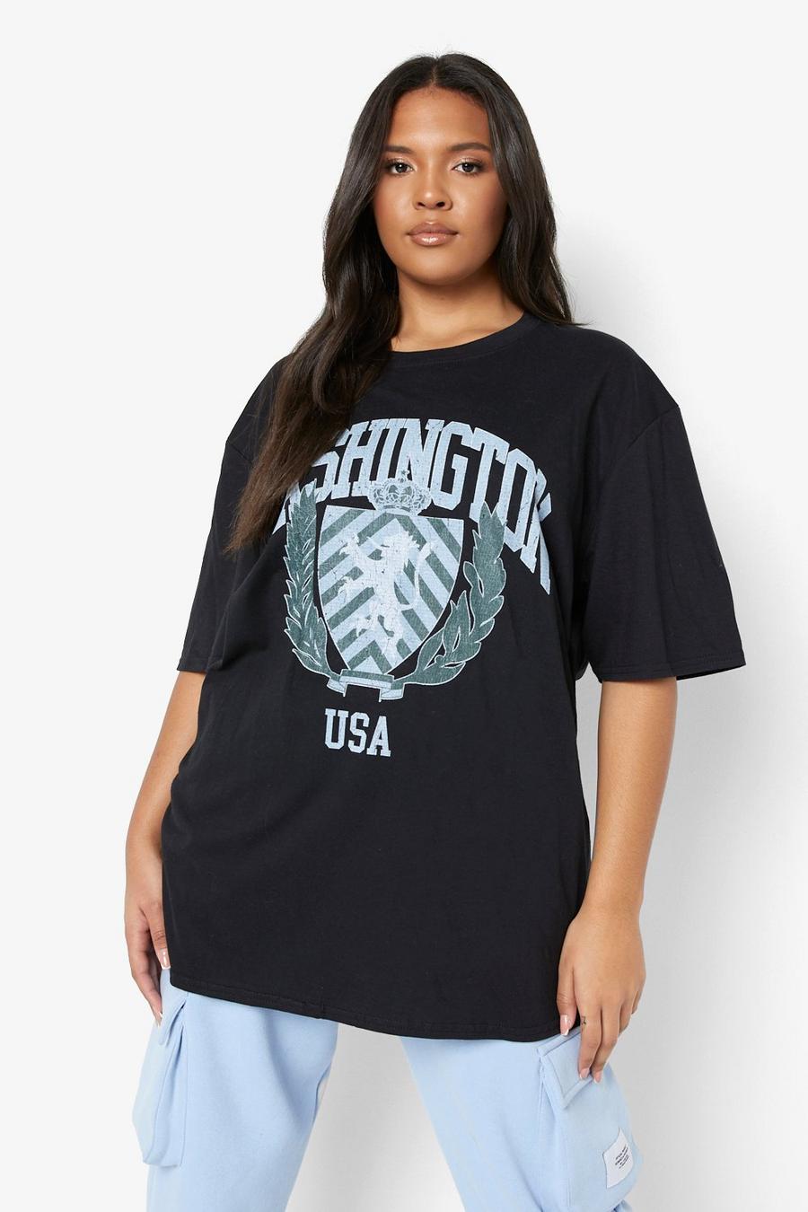 T-shirt Plus Size con grafica Washington, Black image number 1