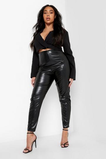 Plus Seam Front Pu Leggings black