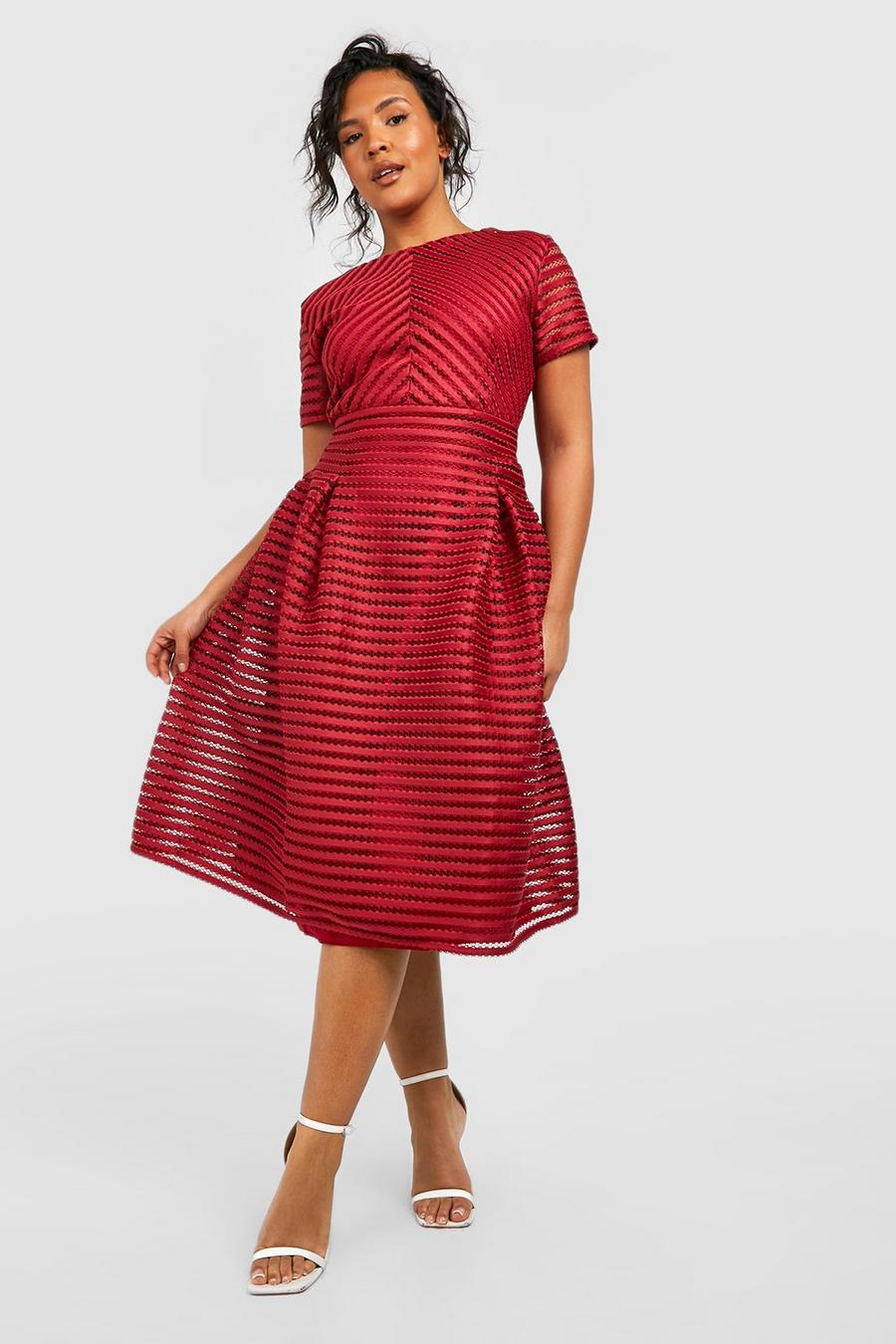Grande taille - Robe mi-longue ample texturée, Berry red