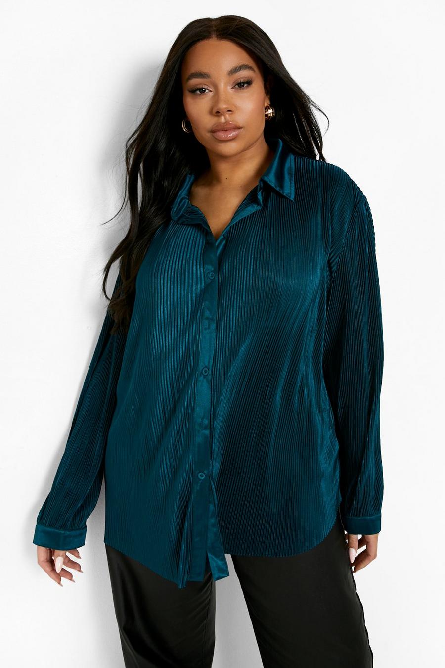 Emerald La'Tecia Plus Oversized Plisse Shirt image number 1