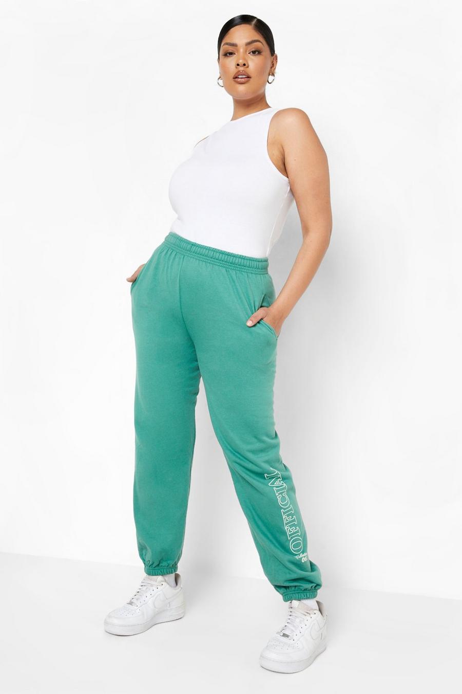 Green מכנסי ריצה עם הדפס Ofcl Collection, מידות גדולות image number 1
