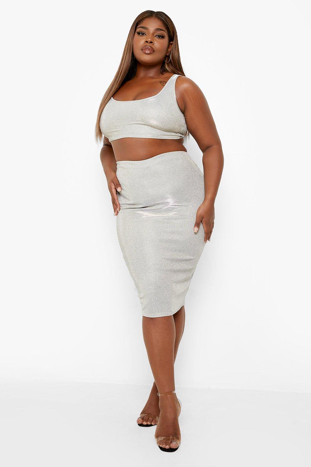 Plus size 2025 champagne sequin skirt