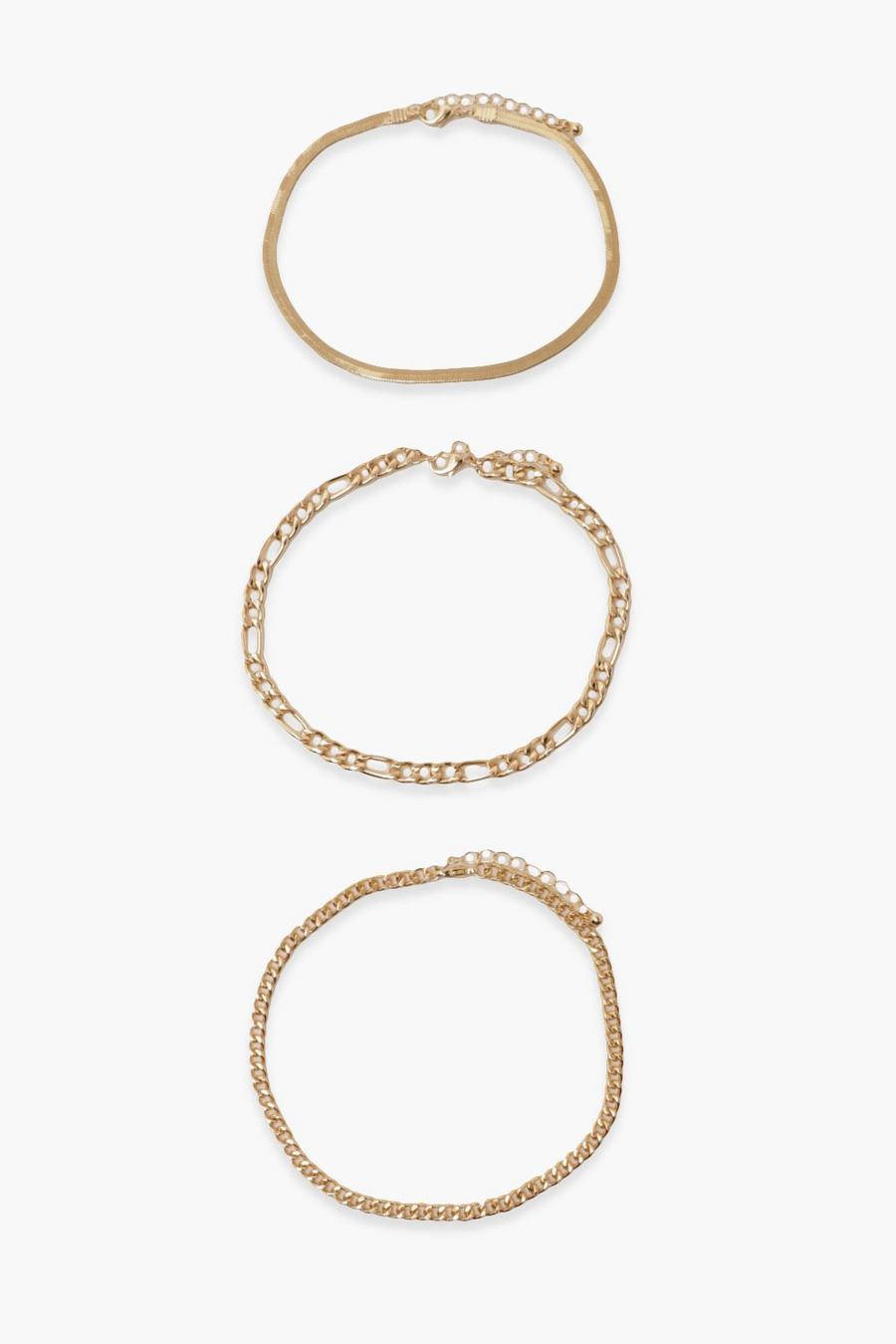 Gold Plus 3 Pack Chain Anklet image number 1