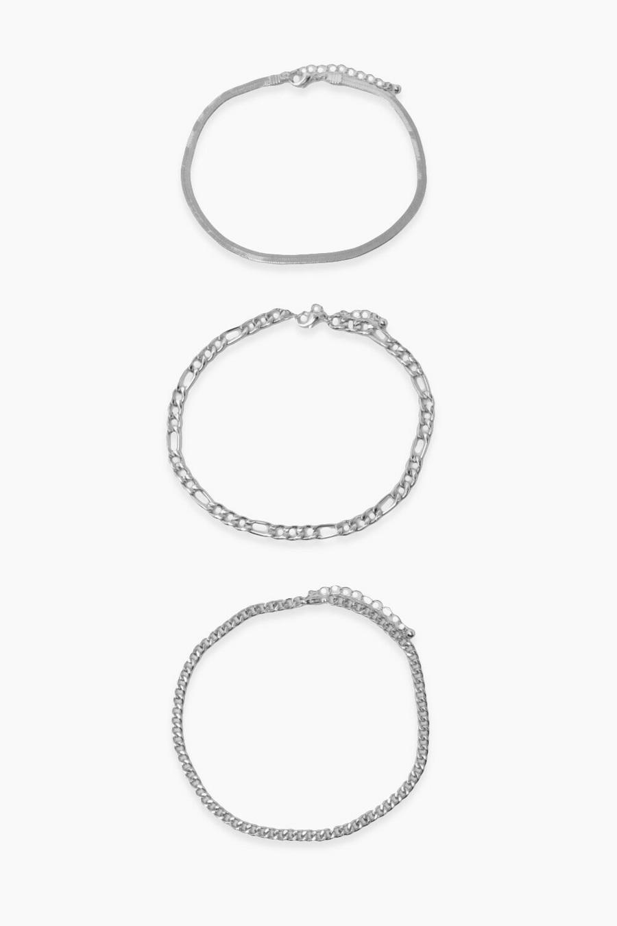 Silver Plus 3 Pack Chain Anklet image number 1