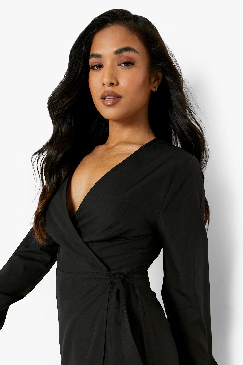 Boohoo black hotsell wrap dress