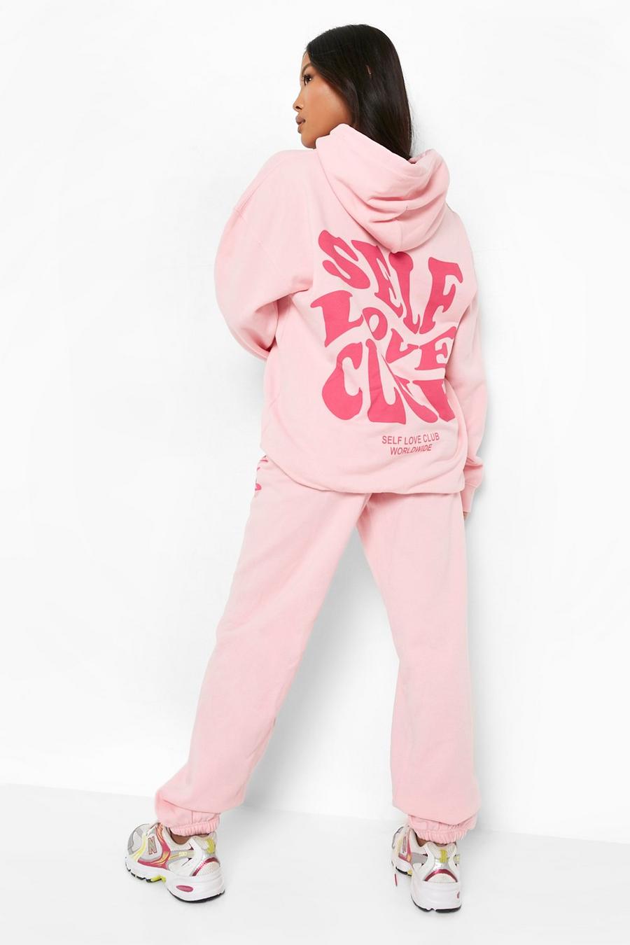 Petite Trainingsanzug mit Self Love Club Print, Light pink rose